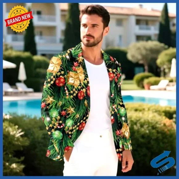 Men's Slim Fit Blazer Lightweight Polyester One Button Sport Coat